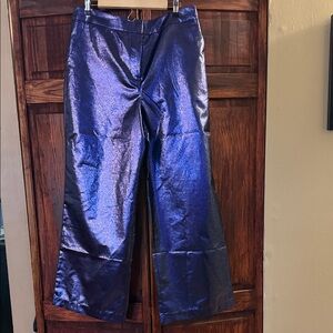 New York & Company Metallic Blue Wide Leg Pants